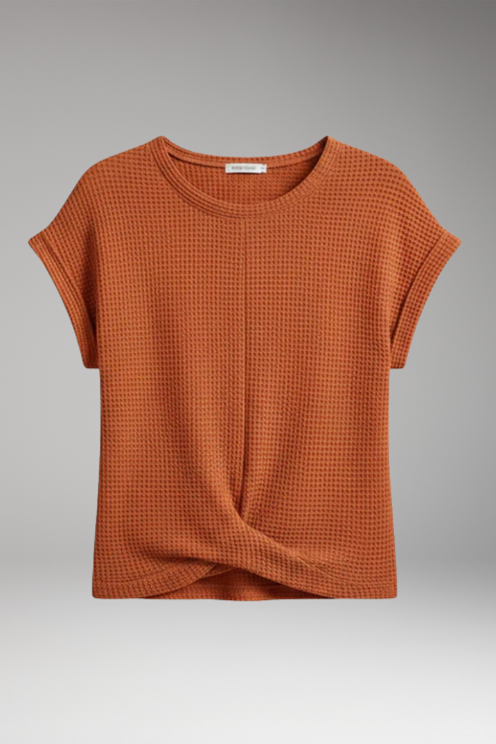 Women's T Shirt with Boat Neck and Rolled Sleeves