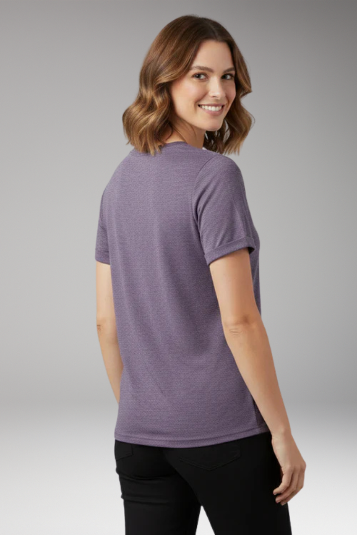 Women's T Shirt with Button Placket and Chest Pocket