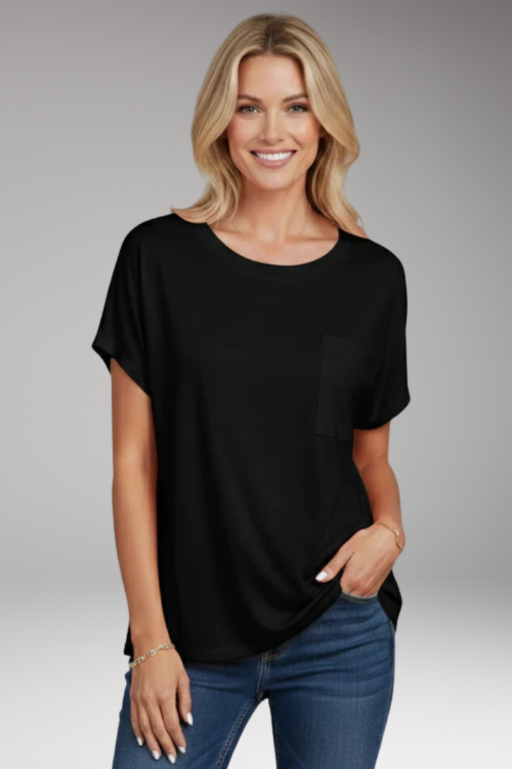 Women's T Shirt with Chest Pocket and Short Sleeves