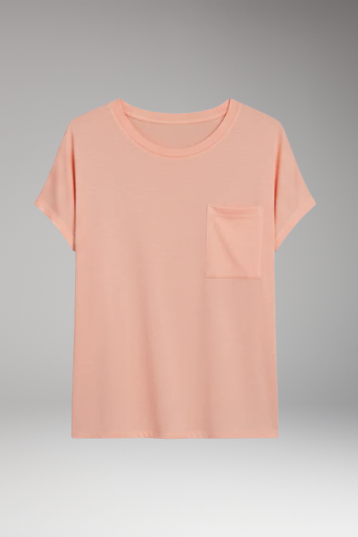 Women's T Shirt with Chest Pocket and Short Sleeves