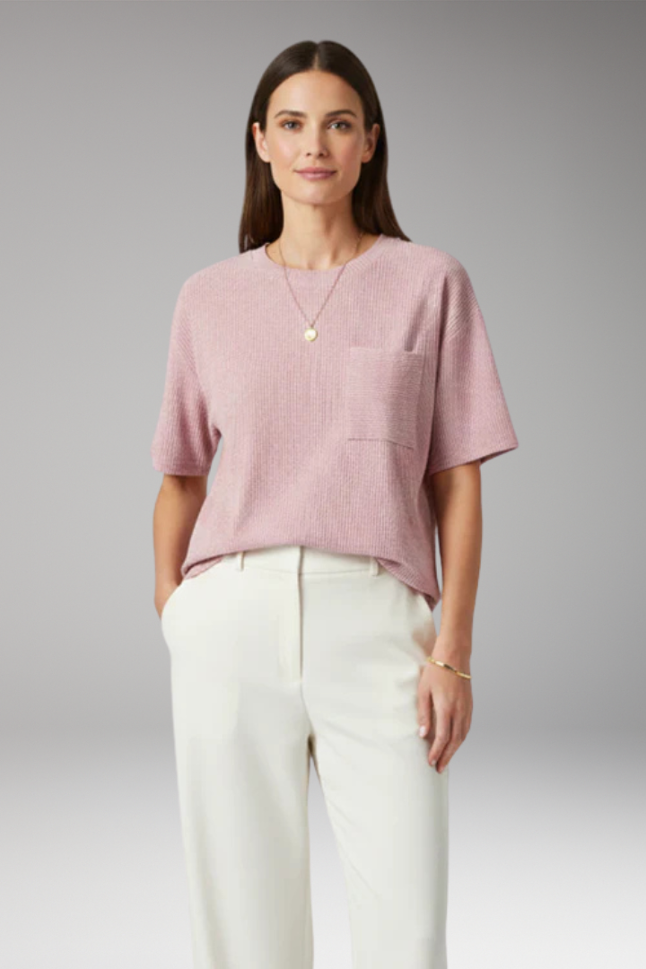 Women's T Shirt with Chest Pocket and Textured Surface