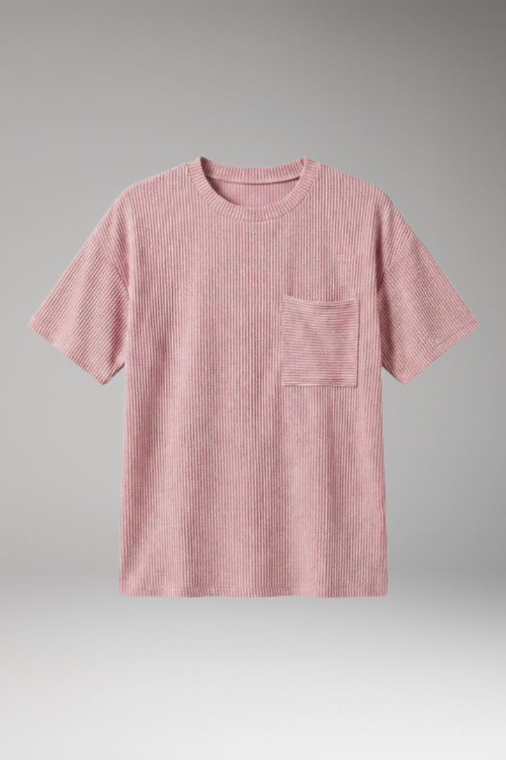 Women's T Shirt with Chest Pocket and Textured Surface