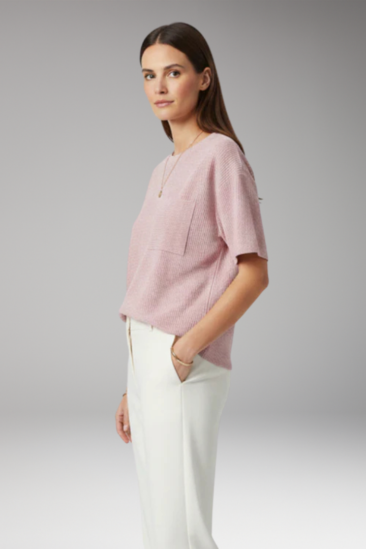 Women's T Shirt with Chest Pocket and Textured Surface
