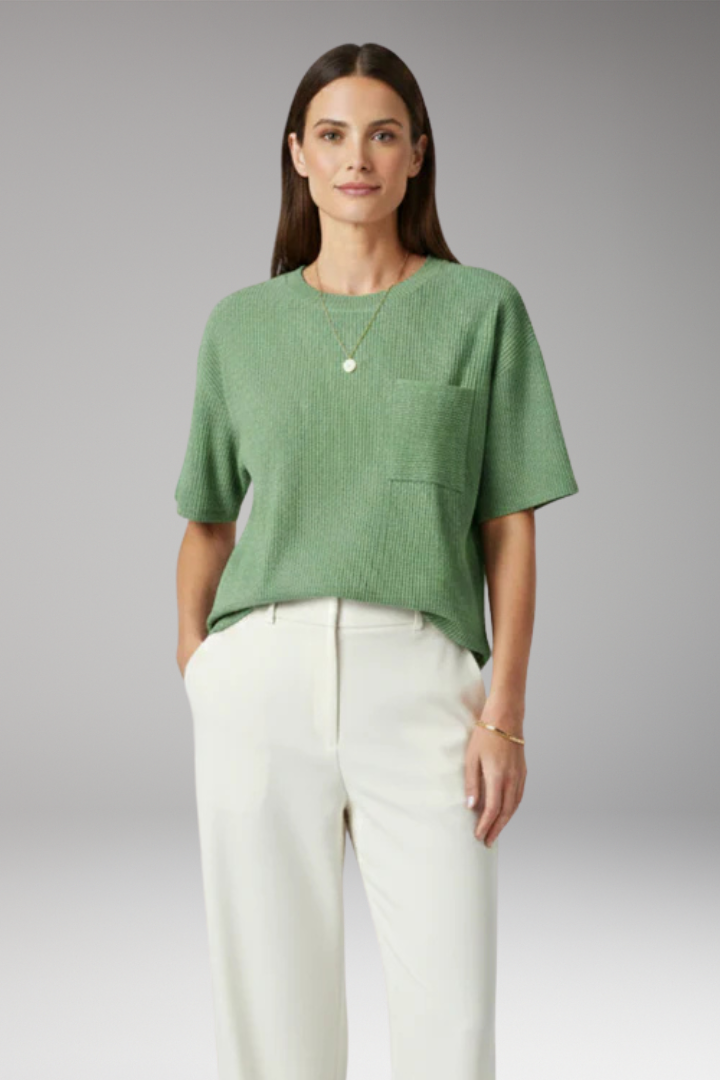 Women's T Shirt with Chest Pocket and Textured Surface