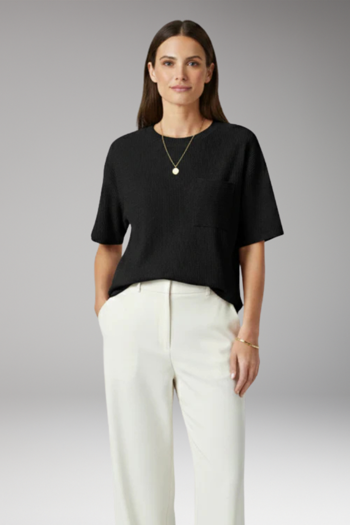 Women's T Shirt with Chest Pocket and Textured Surface