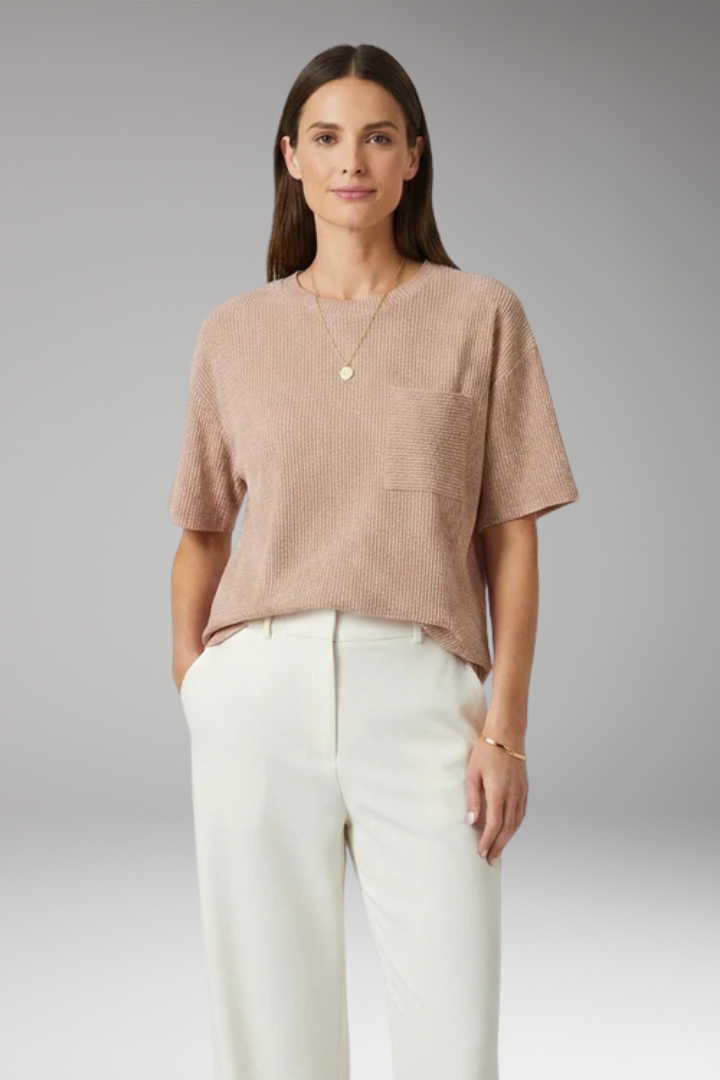 Women's T Shirt with Chest Pocket and Textured Surface