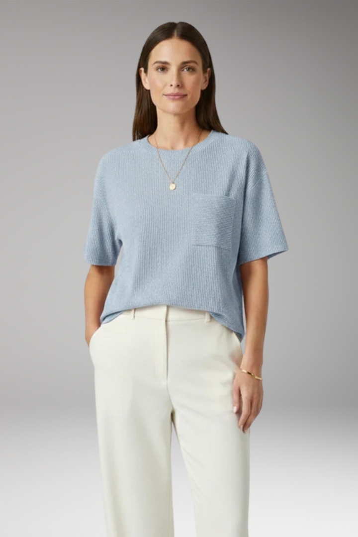 Women's T Shirt with Chest Pocket and Textured Surface