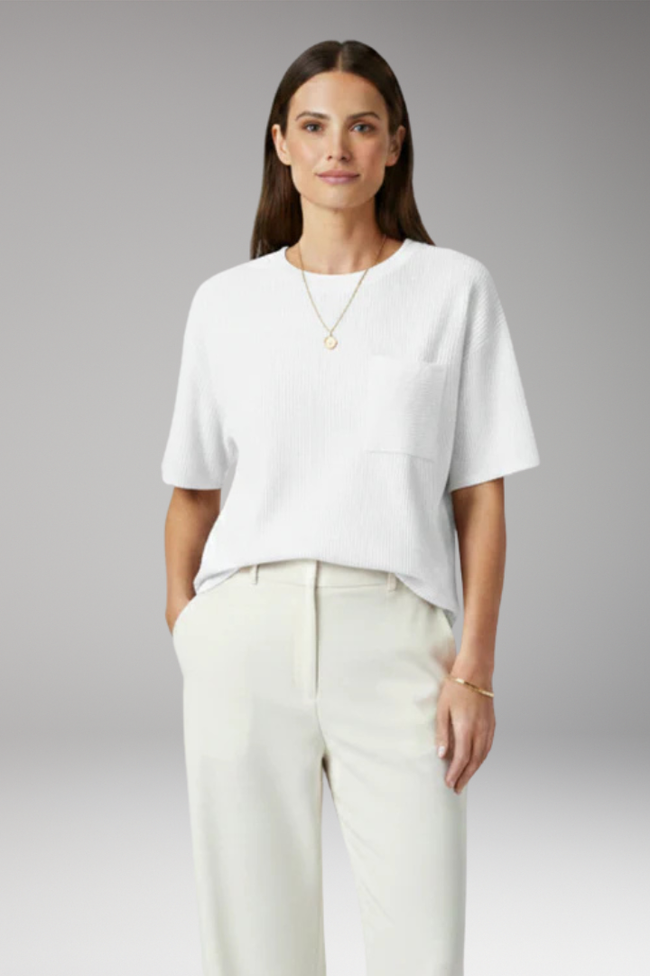 Women's T Shirt with Chest Pocket and Textured Surface