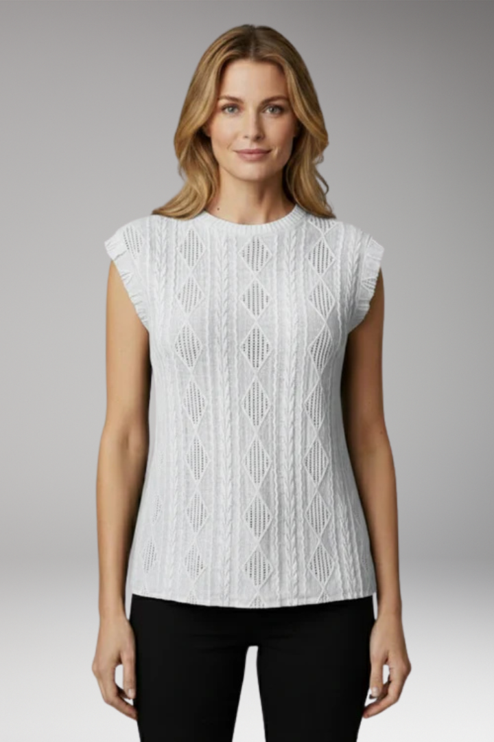 Women's T Shirt with Geometric Textured Pattern