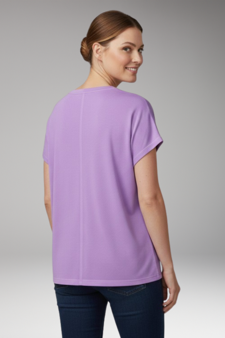 Women's T Shirt with V-Neck and Side Slits