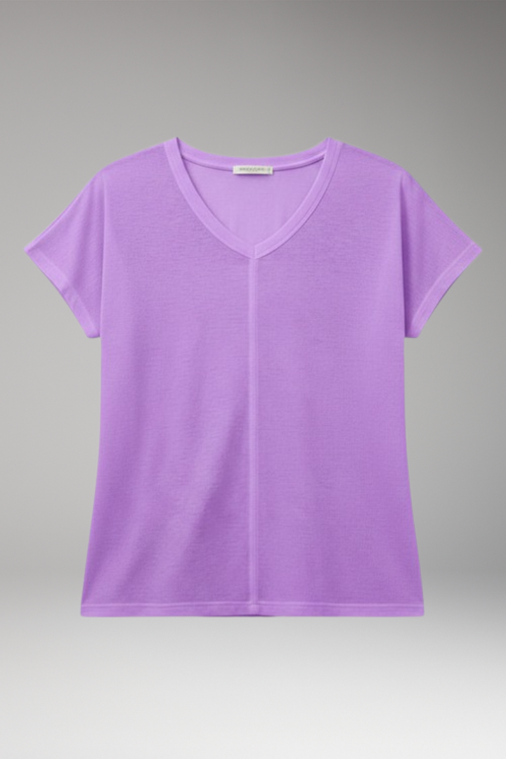 Women's T Shirt with V-Neck and Side Slits