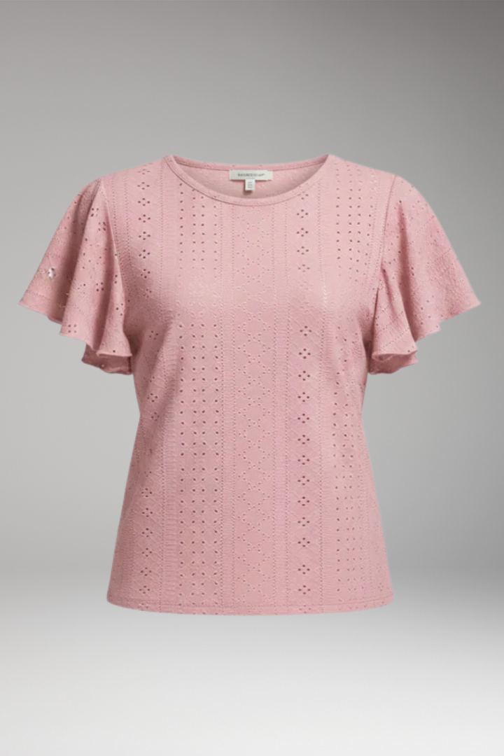 Women's T'Shirt with Flounced Sleeves and Openwork