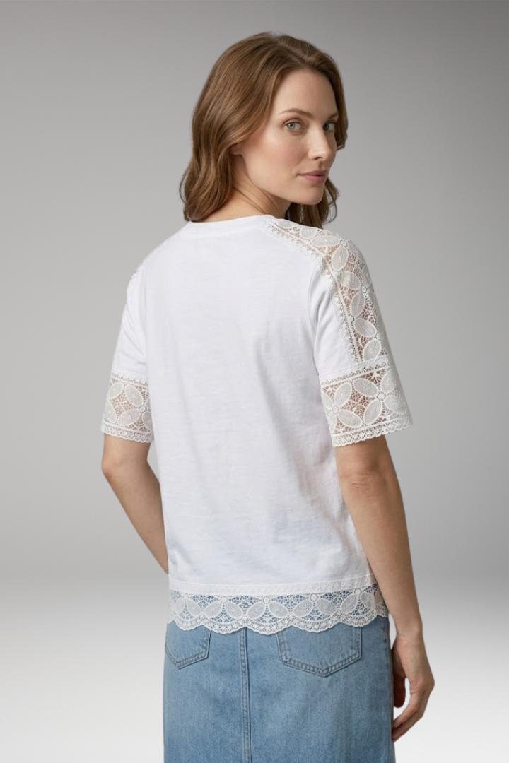 Women's T'Shirt with Lace Trim and Round Neck