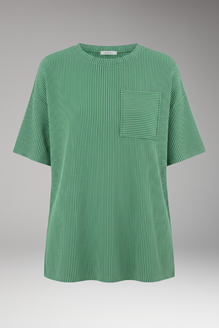 Women's T'Shirt with Stripes and Chest Pocket