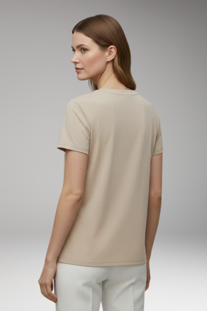 Women's T'Shirt with V'Neck and Decorative Seams
