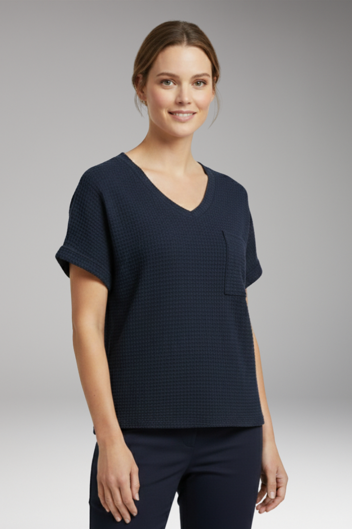 Women's T'Shirt with V'Neck and Pocket Detail