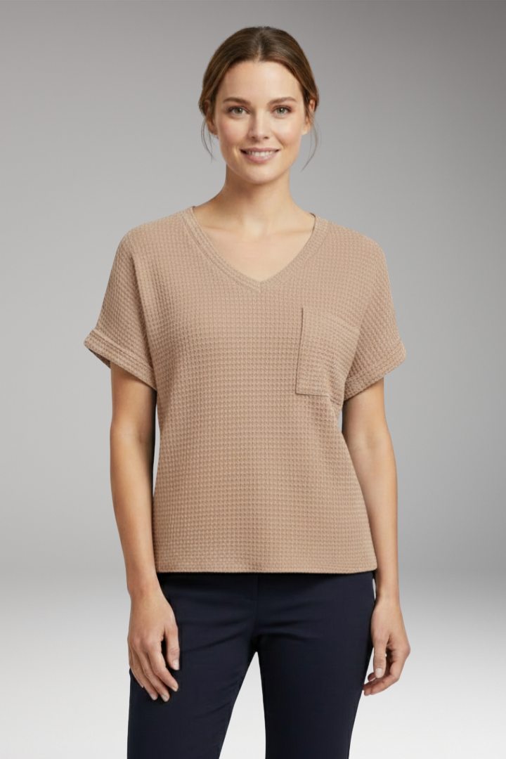 Women's T'Shirt with V'Neck and Pocket Detail