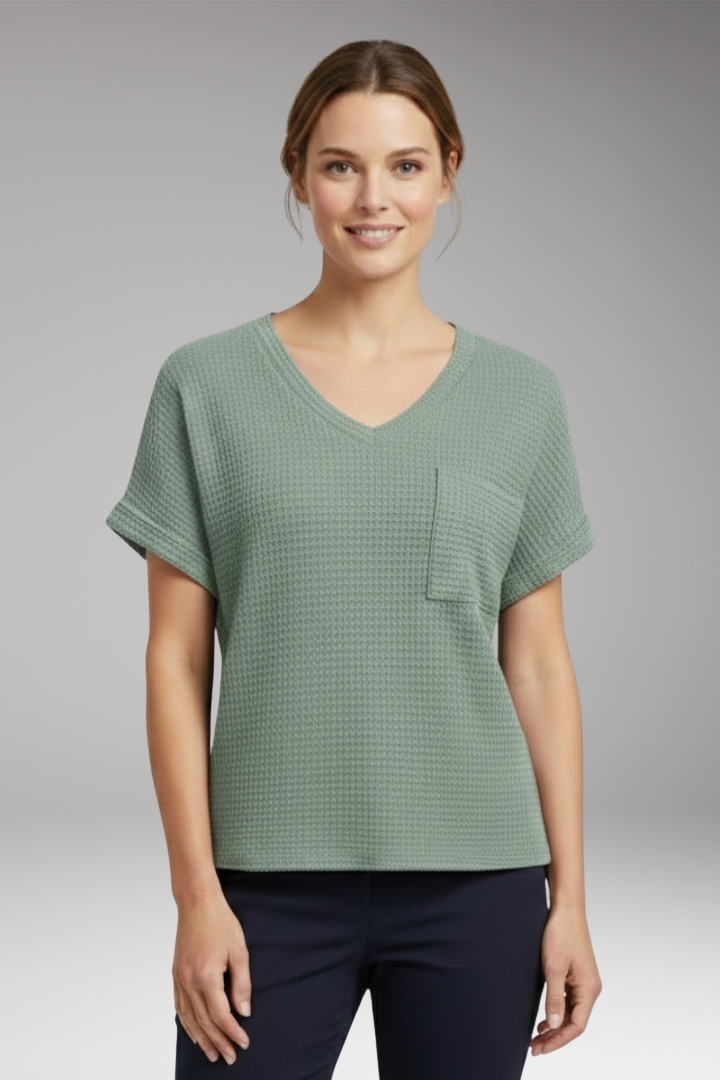 Women's T'Shirt with V'Neck and Pocket Detail