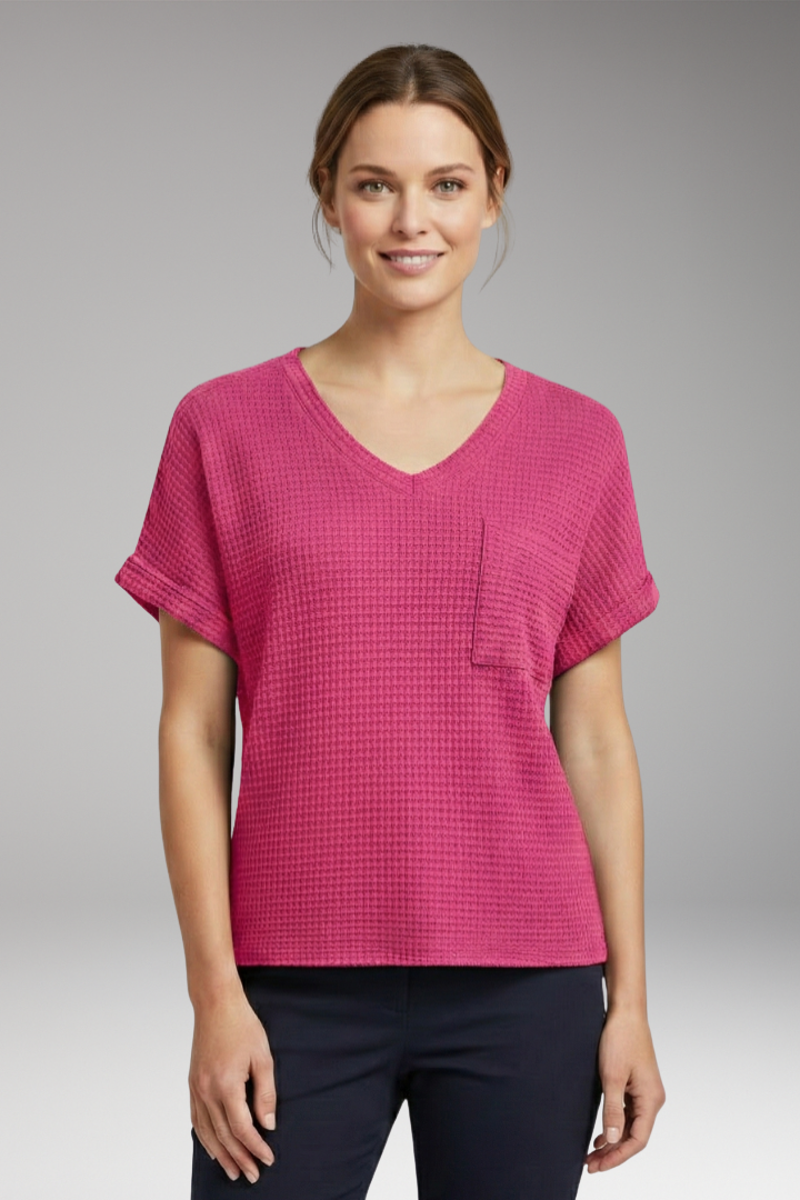 Women's T'Shirt with V'Neck and Pocket Detail