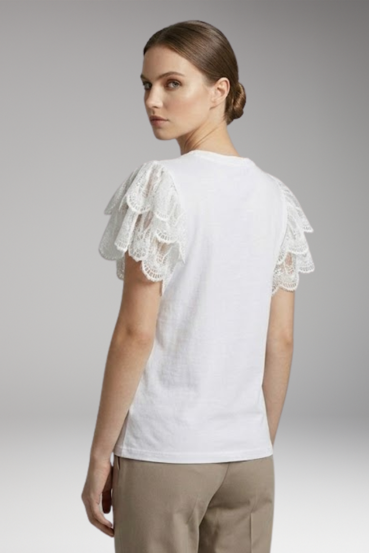 Women's T'shirt with Lace Sleeves and Regular Fit