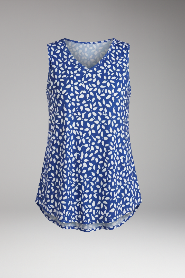 Women's Tank Top with V-Neck and Floral Print