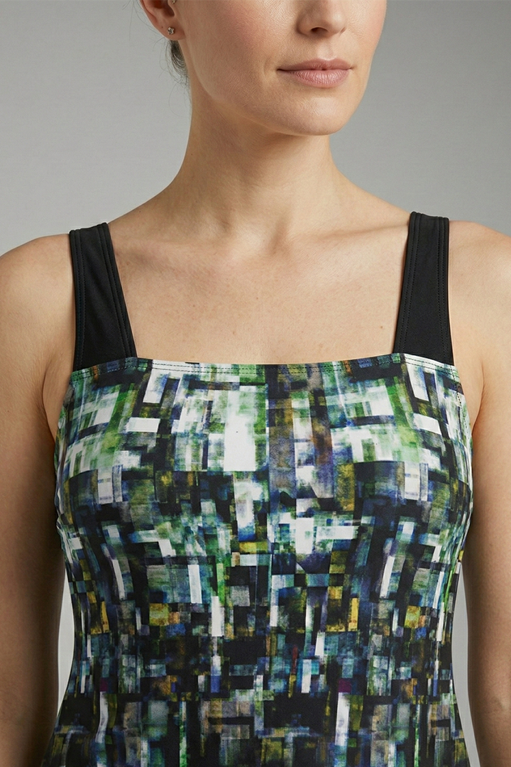 Women's Tankini Set with Printed Top and High-Waisted Shorts