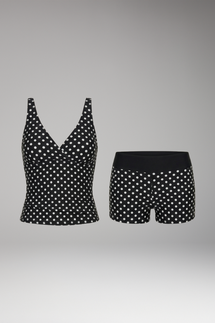 Women's Tankini with V-Neck Top and High-Waisted Shorts