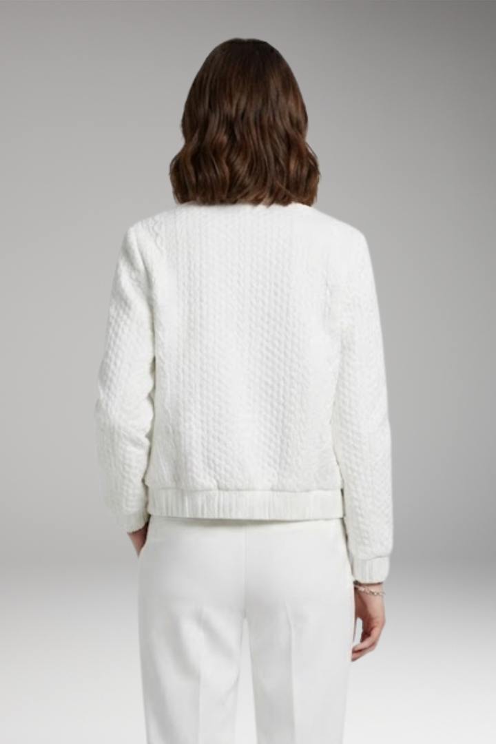 Women's Textured Bomber Jacket with Stand Collar