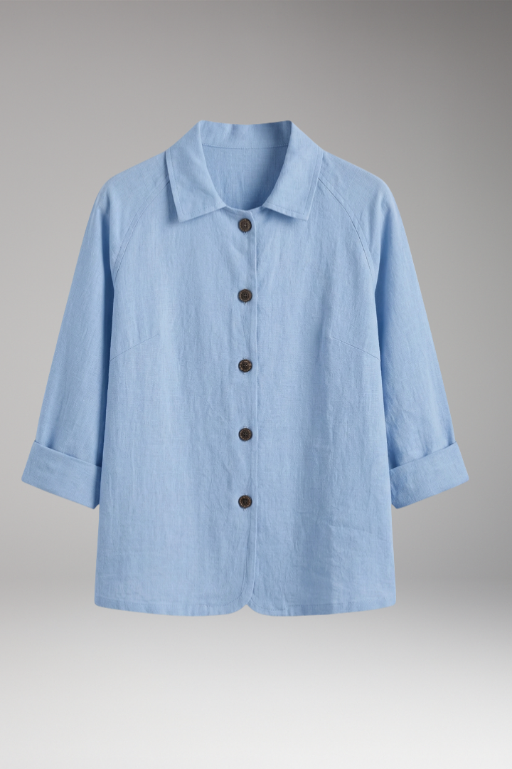 Women's Top with Button Front and Long Sleeves