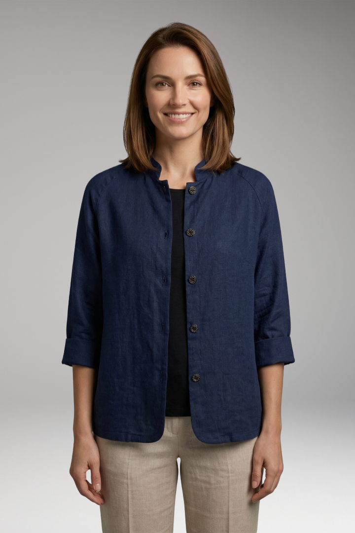 Women's Top with Button Front and Long Sleeves