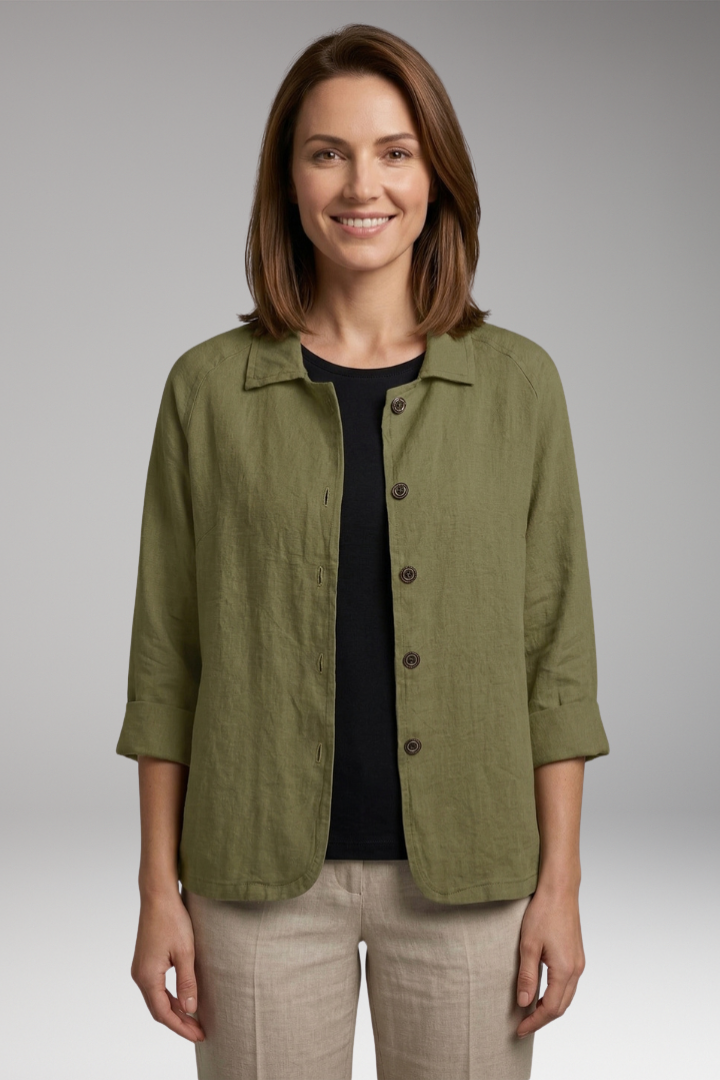 Women's Top with Button Front and Long Sleeves