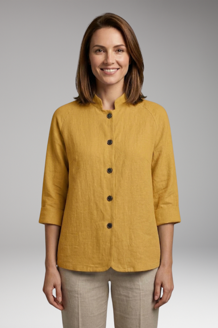Women's Top with Button Front and Long Sleeves
