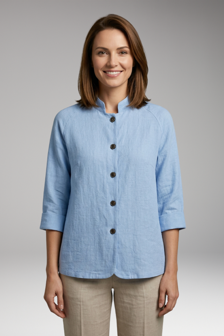 Women's Top with Button Front and Long Sleeves
