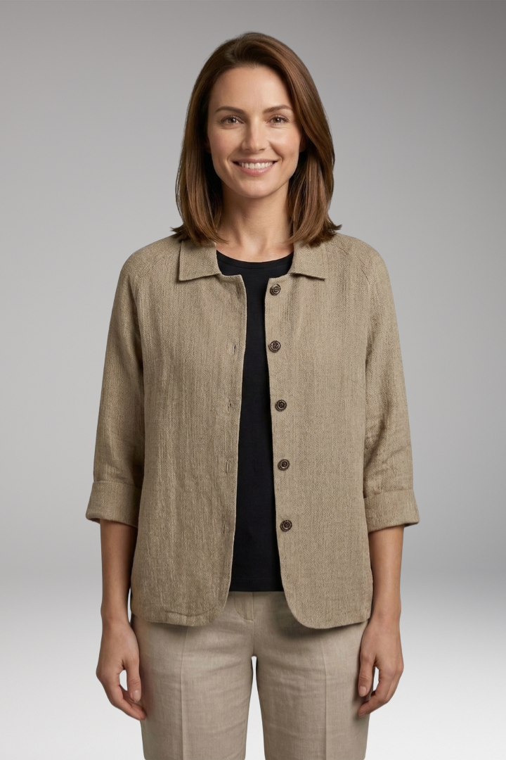 Women's Top with Button Front and Long Sleeves