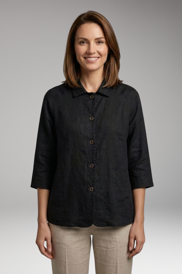 Women's Top with Button Front and Long Sleeves