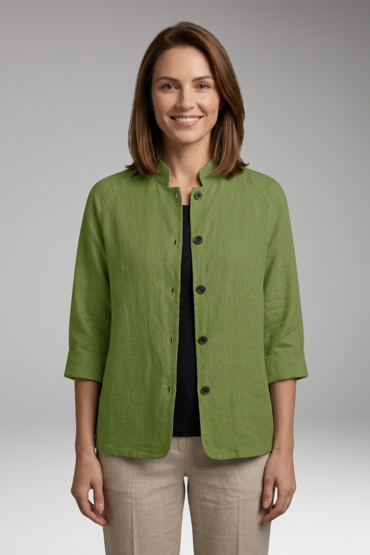 Women's Top with Button Front and Long Sleeves