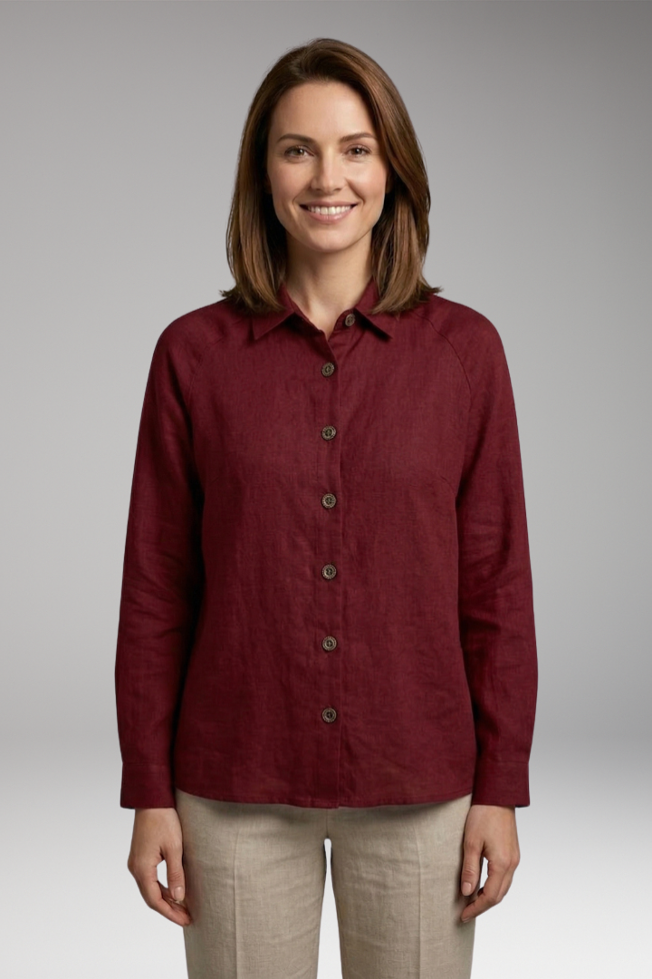 Women's Top with Button Front and Long Sleeves