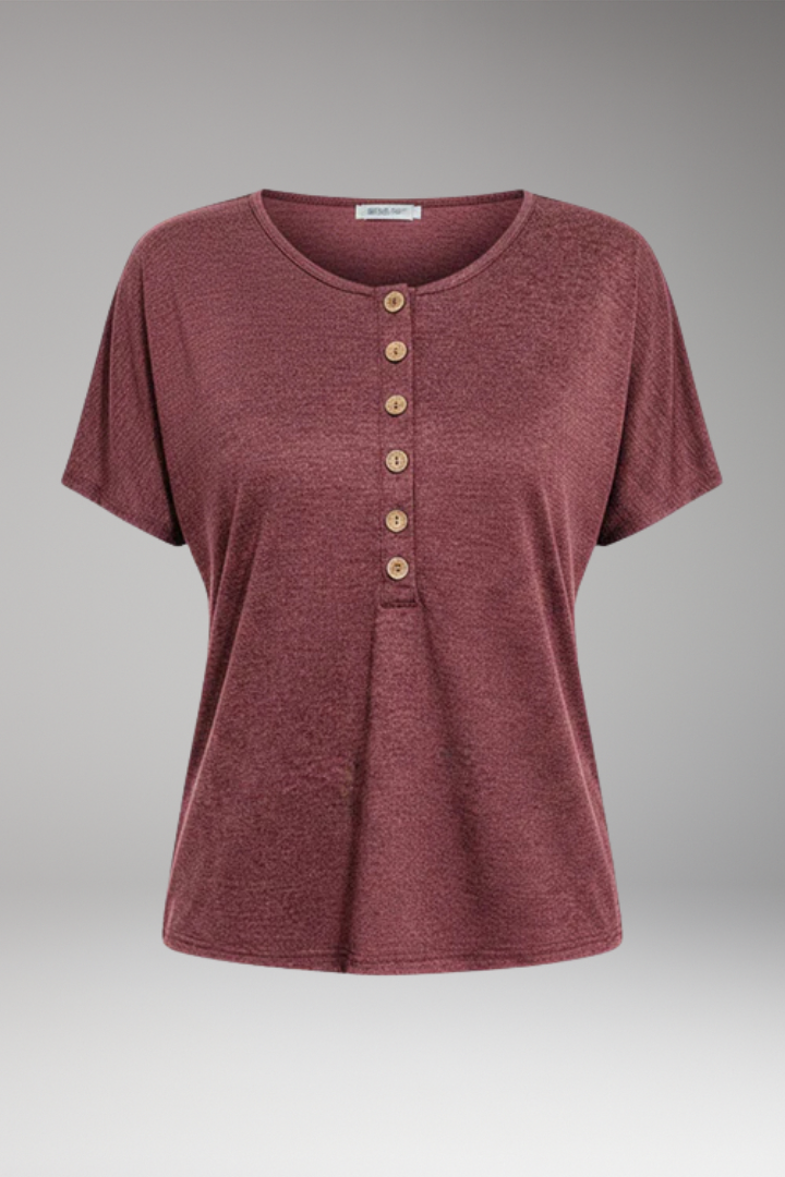 Women's Top with Button Placket and Front Knot