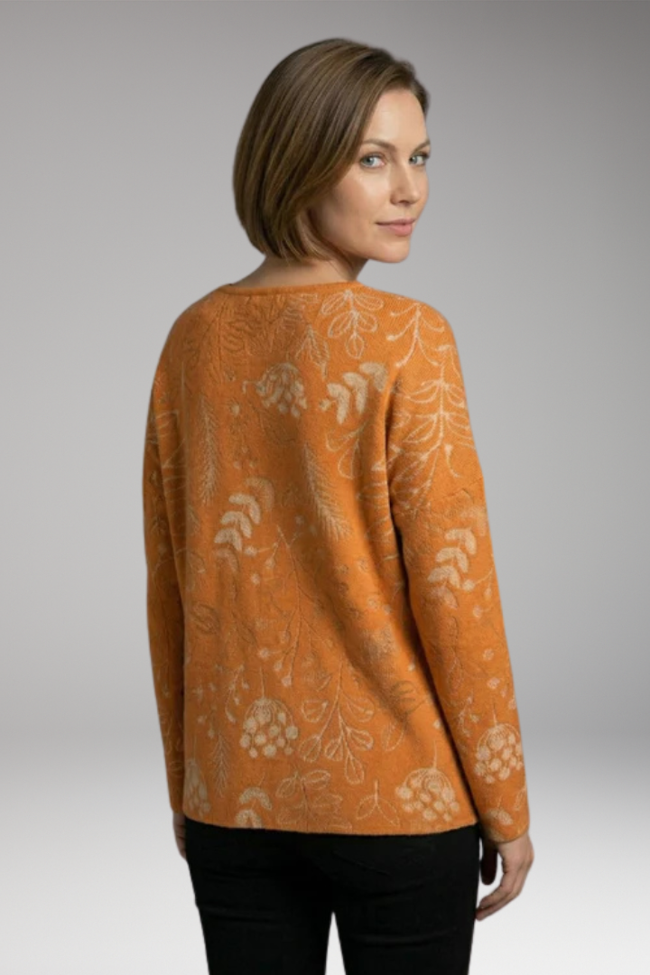 Women's Top with Floral Print and V-Neck