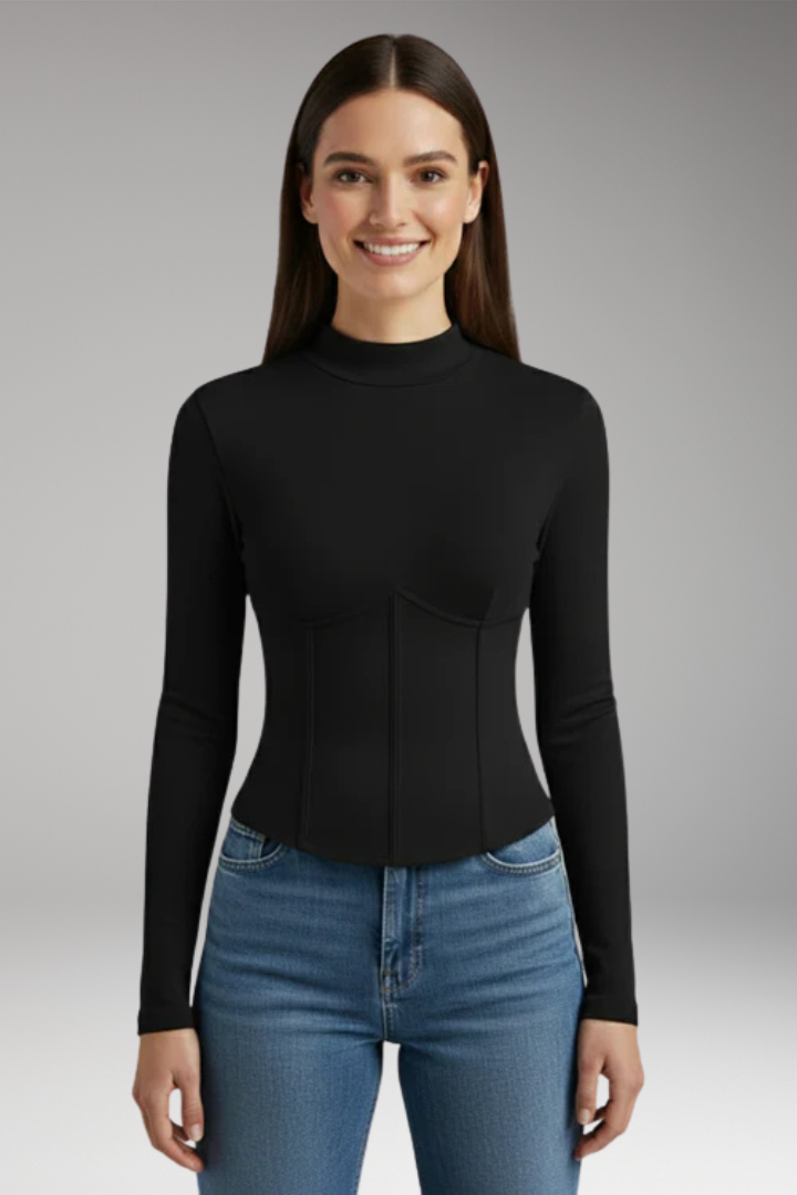 Women's Top with High Neck and Long Sleeves