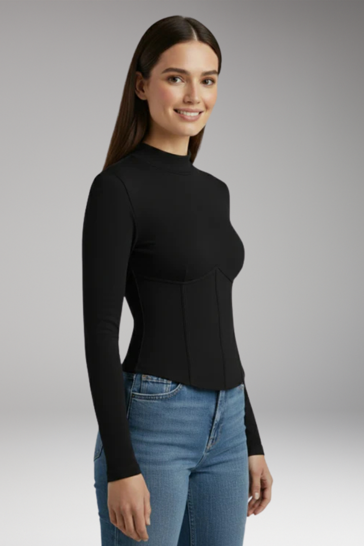 Women's Top with High Neck and Long Sleeves