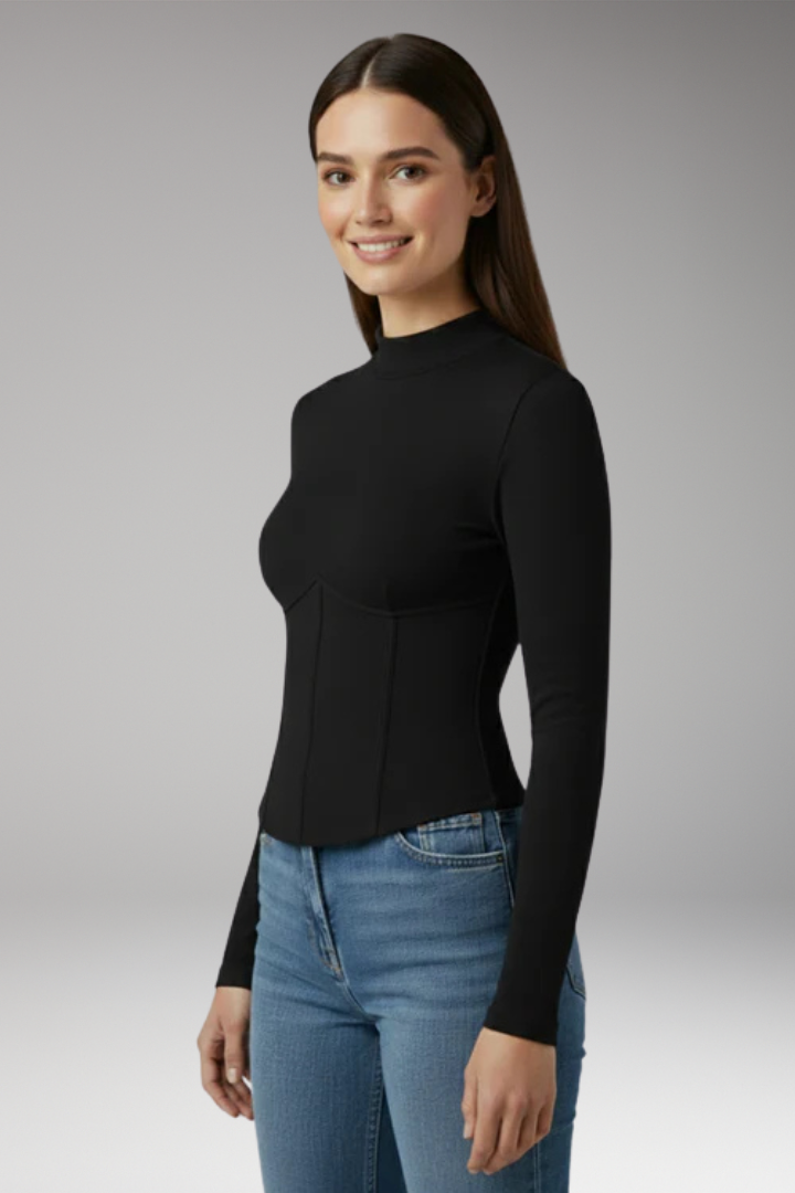 Women's Top with High Neck and Long Sleeves