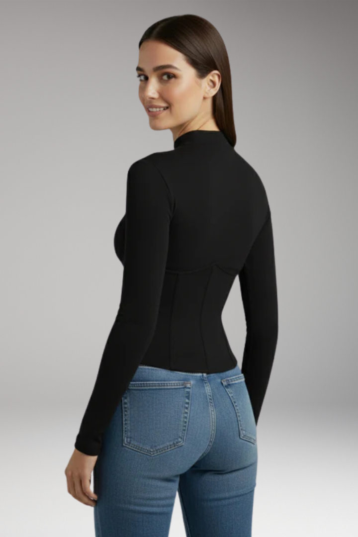 Women's Top with High Neck and Long Sleeves