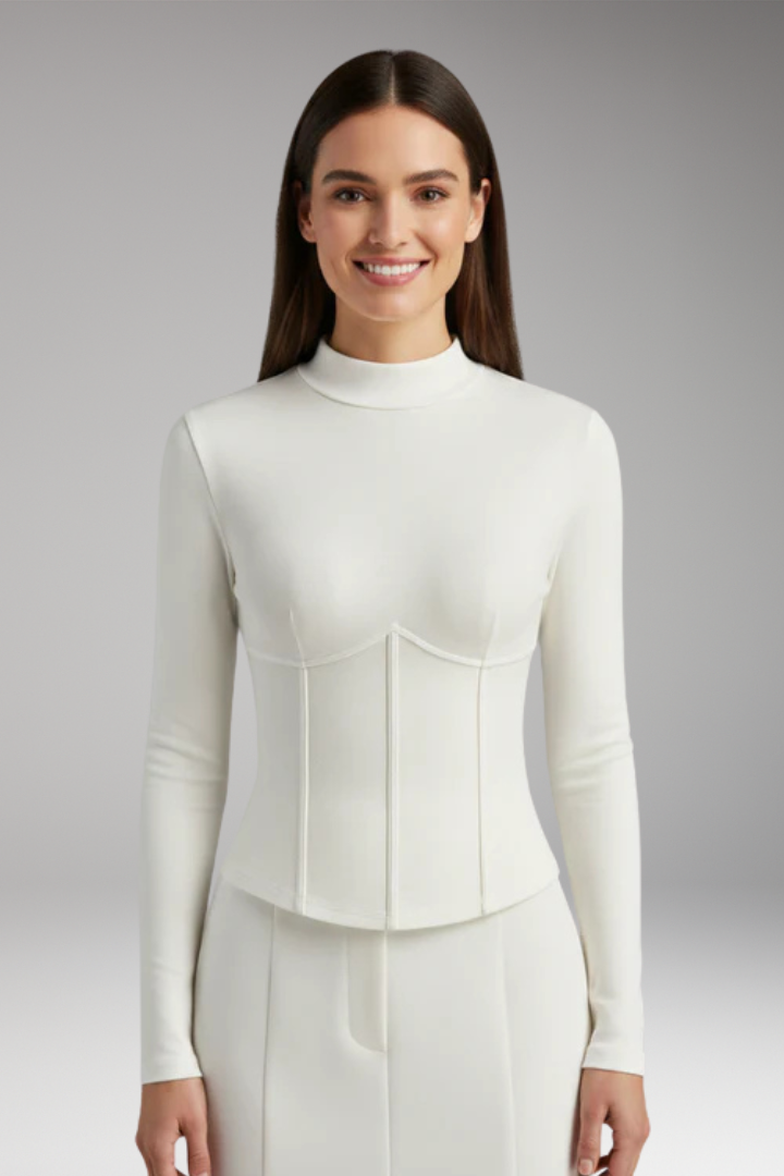 Women's Top with High Neck and Long Sleeves