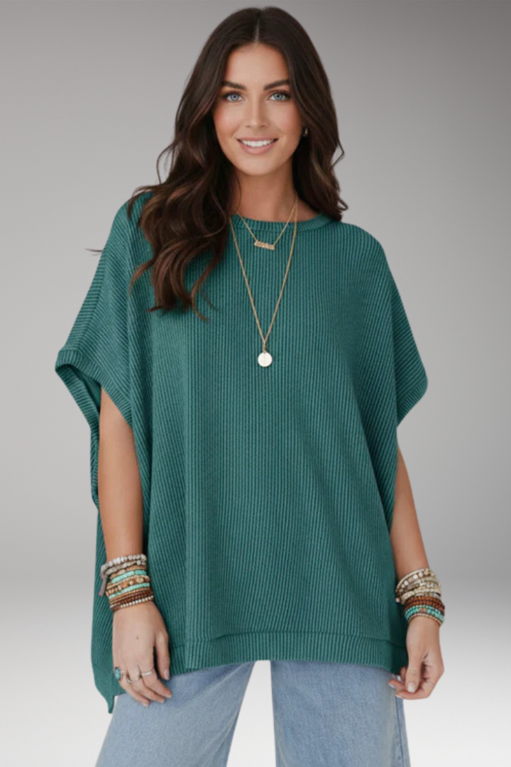 Women's Top with Round Neck and Short Sleeves