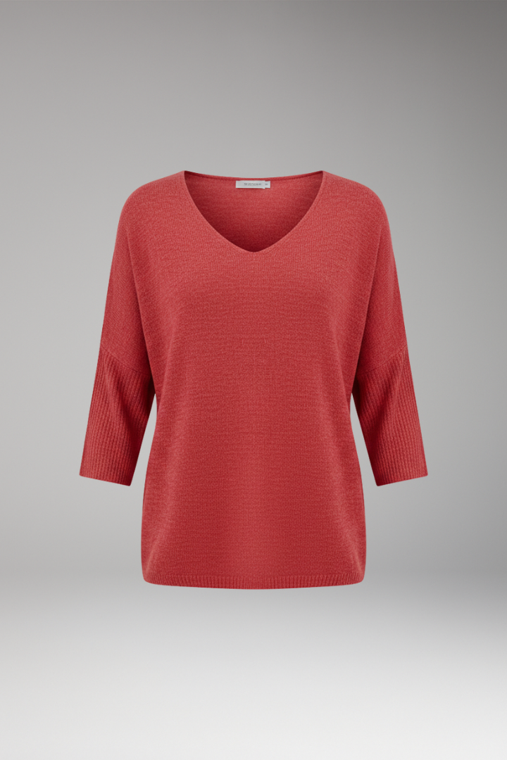 Women's Top with V-Neck and Loose Fit
