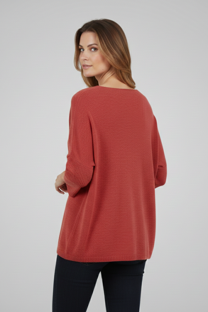 Women's Top with V-Neck and Loose Fit