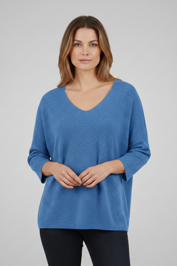 Women's Top with V-Neck and Loose Fit