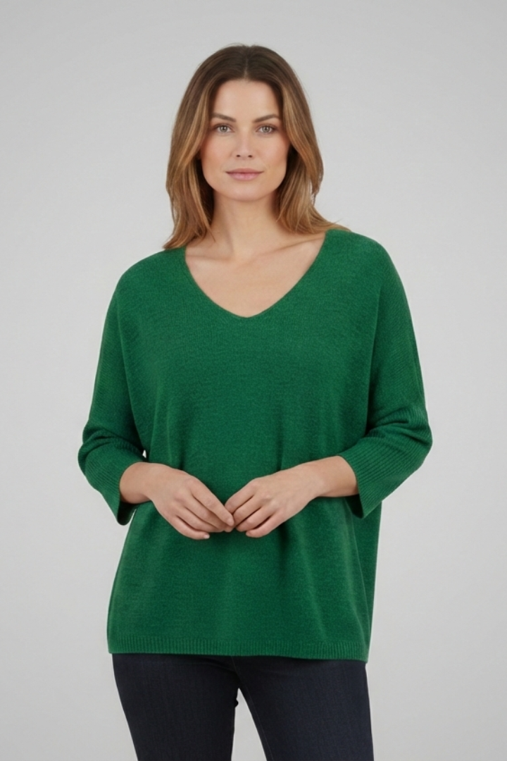 Women's Top with V-Neck and Loose Fit