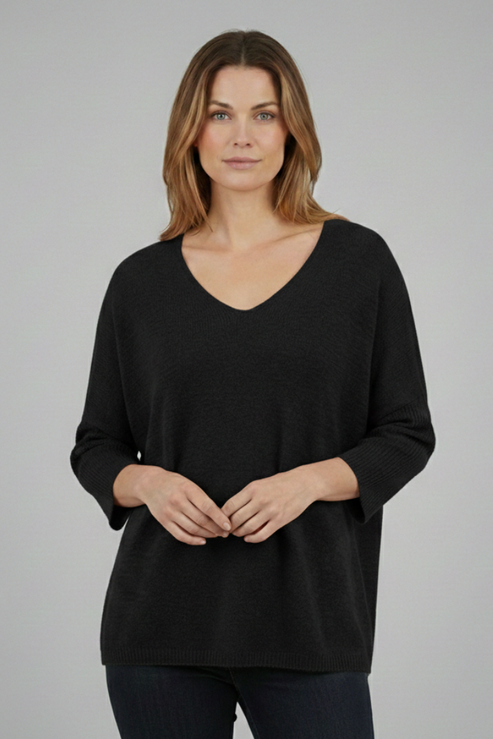 Women's Top with V-Neck and Loose Fit